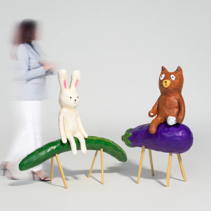 Cucumber horse and Aubergine cow (H80cm)